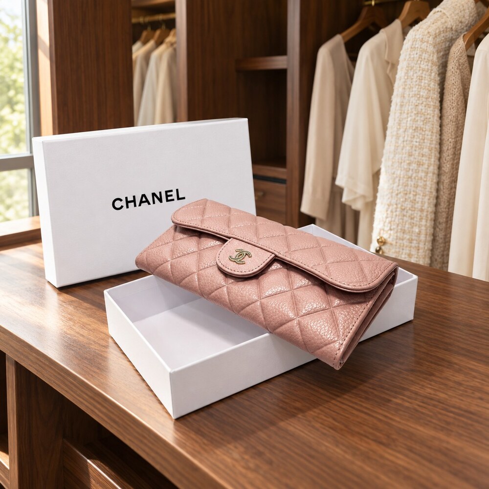 Chanel Classic Flap Long Wallet Pink Caviar Leather - Picture 6 of 6